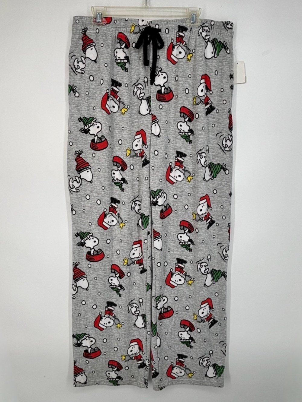 Peanuts Mens XL Pajama Lounge Pants Gray Fleece Snoopy Woodstock Christmas